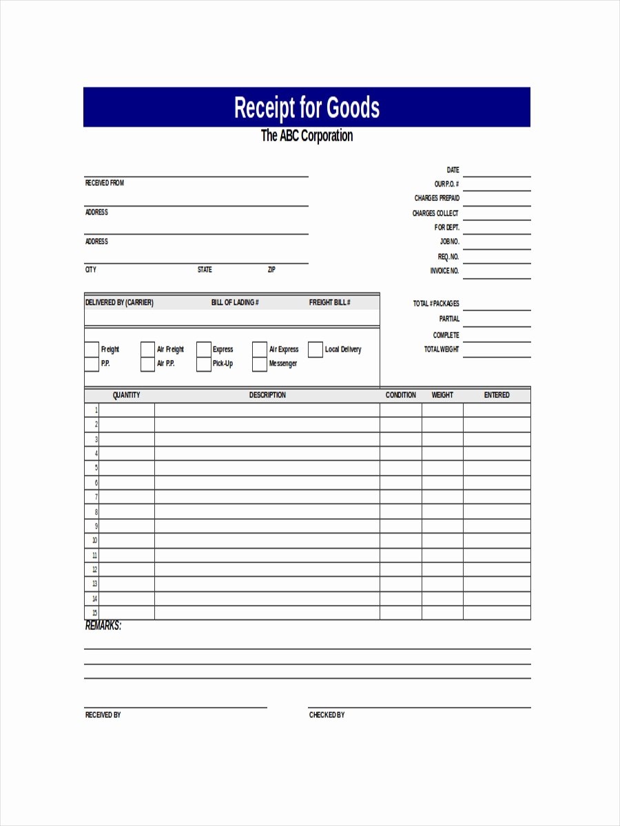 Receipt Of Goods form Lovely 19 Receipt Examples &amp; Sample In Excel