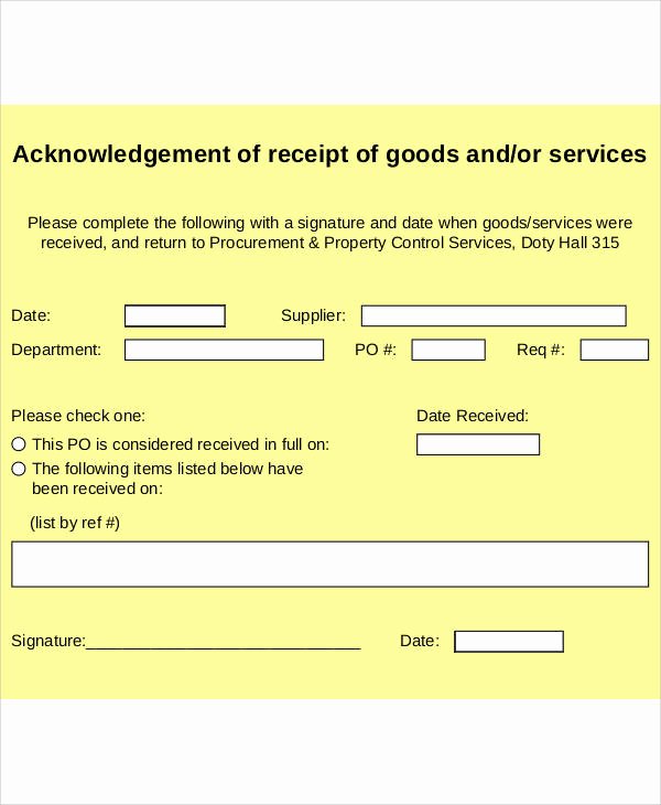 Receipt Of Goods form Lovely Receipt forms In Pdf