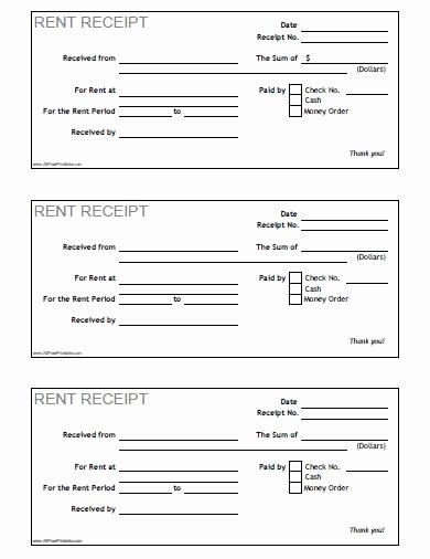 Receipts for Rent Paid Lovely Free Rent Receipt Free Printable Documents