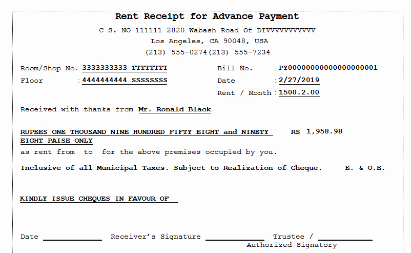 Receipts for Rental Payments New Rent Receipt for Advance Payment – Sage 300 Erp – Tips