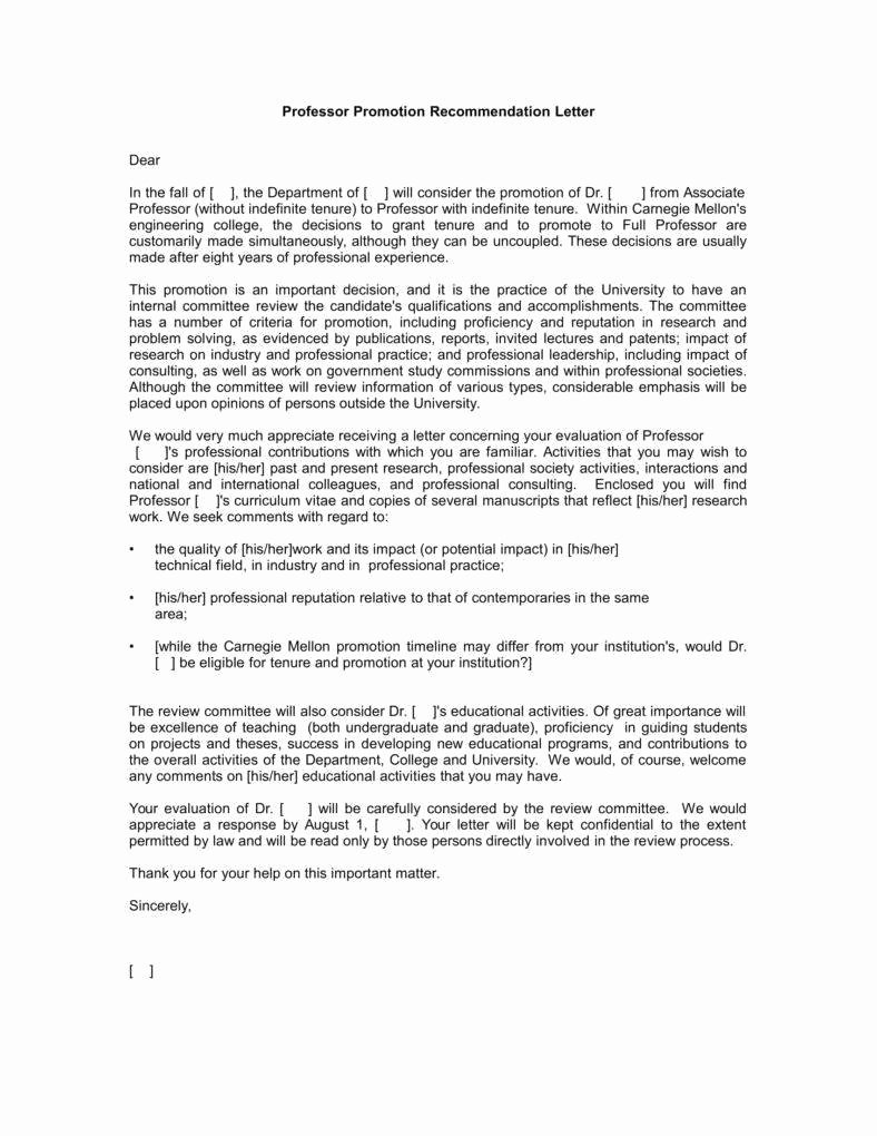Recommendation Letter for assistant Professor Awesome 30 Promotion Letters Free Word Pdf Excel format