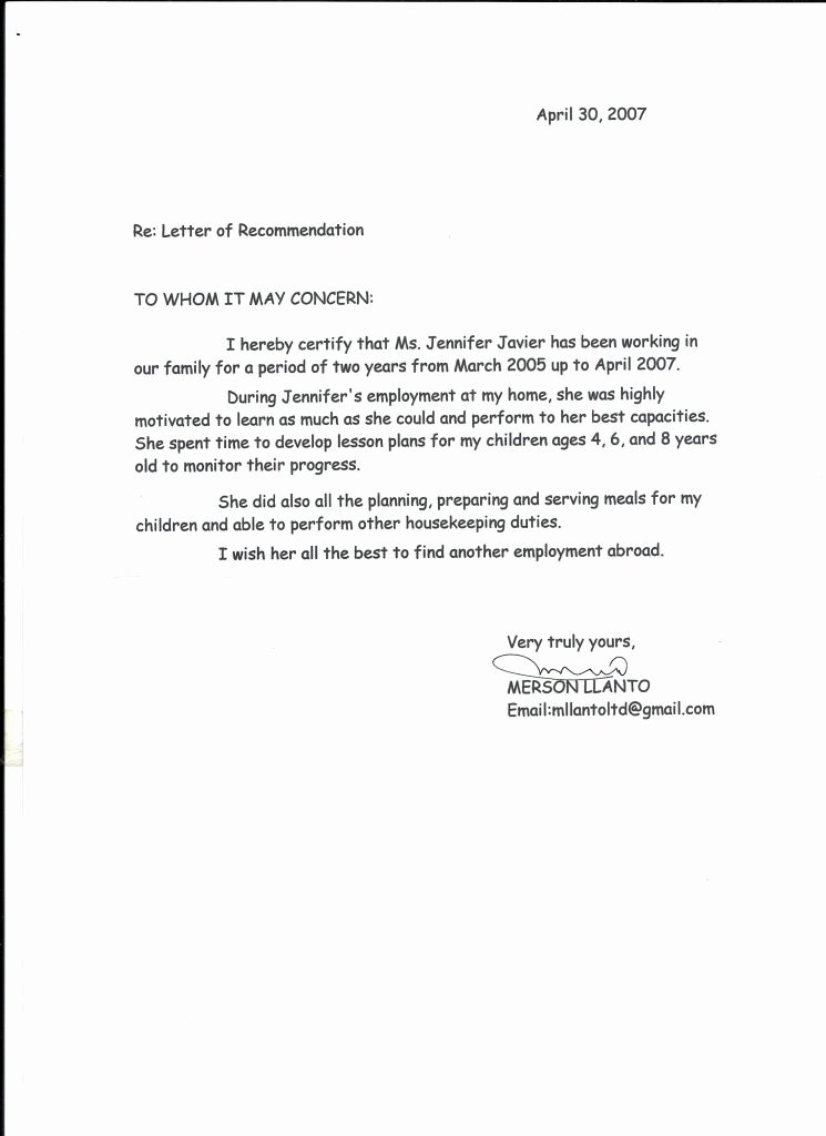 30 Recommendation Letter For Babysitter Hamiltonplastering