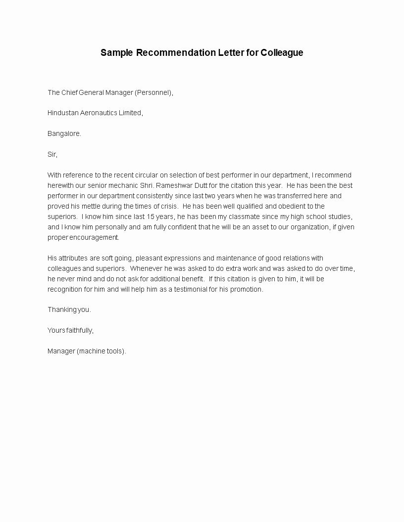 Recommendation Letter for Colleague Professor Awesome Free Re Mendation Letter for Colleague