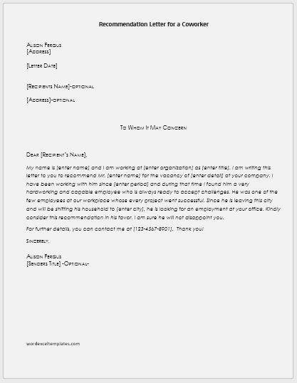 Recommendation Letter for Coworker Pdf Unique Reference Letter for Coworker
