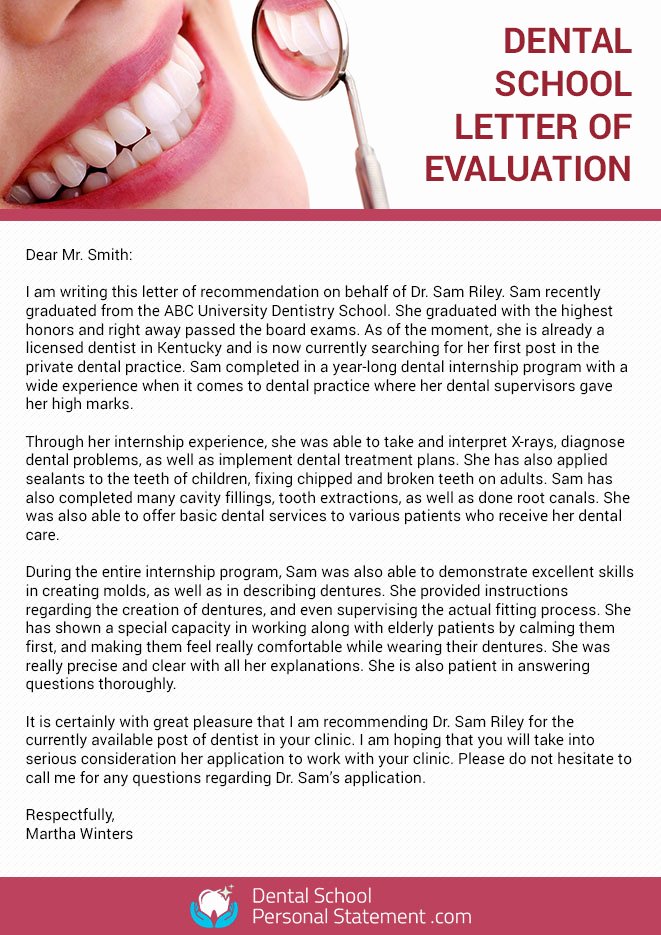 Recommendation Letter for Dental School Awesome Letter Of Evaluation for Dental School