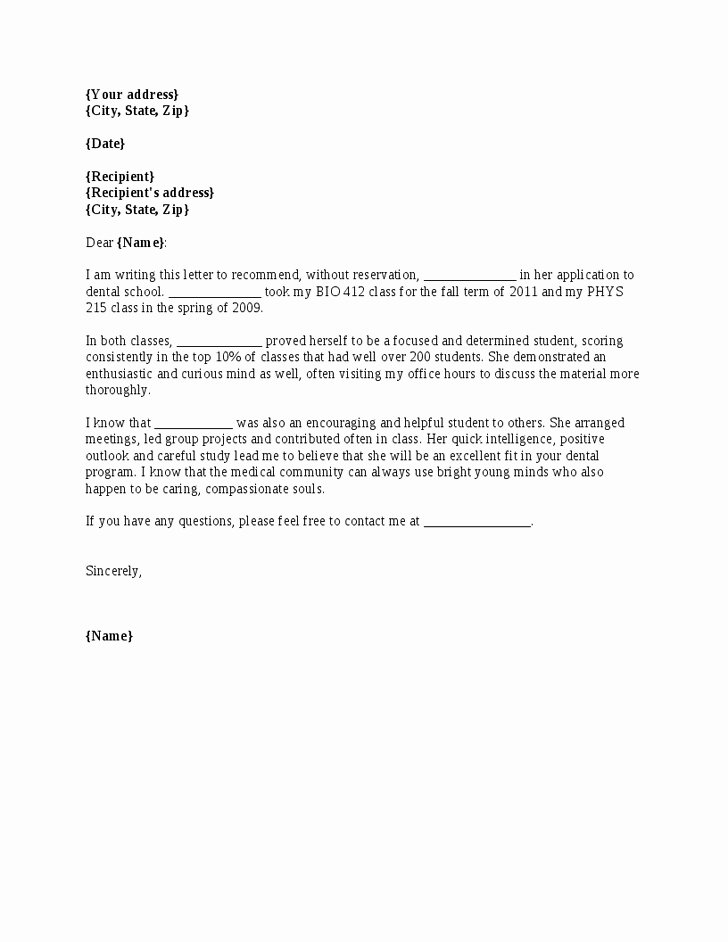 Recommendation Letter for Dentist Awesome Sample Re Mendation Letters for Dental School