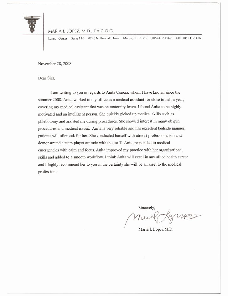 Recommendation Letter for Doctor Awesome Letter Of Re Mendation From Dr Lopez