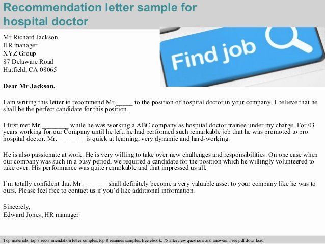 Recommendation Letter for Doctor Pdf Luxury Hospital Doctor Re Mendation Letter