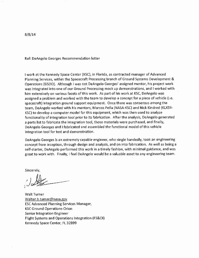 Recommendation Letter for Eagle Scout Unique Letter Of Re Mendation Nasa Walt T