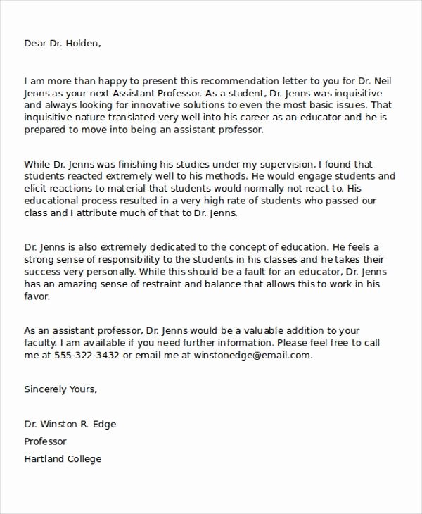 Recommendation Letter for Faculty Position Best Of 28 Re Mendation Letter Examples