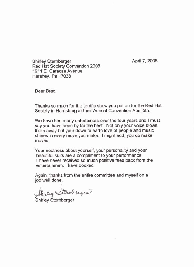 Recommendation Letter for Honor society Fresh 1 Elvis Impersonator In Pennsylvania Brad Crum