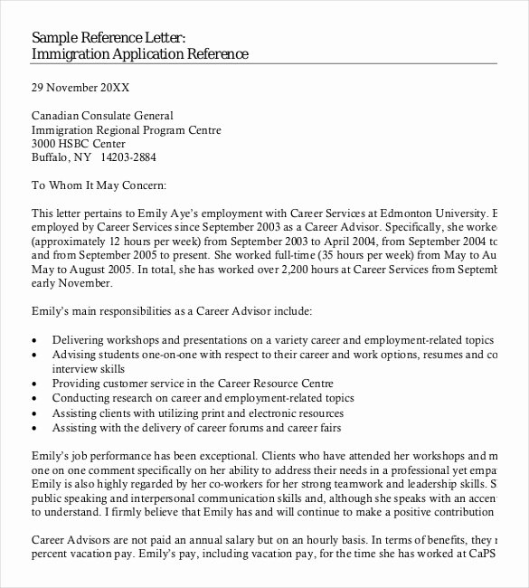 Recommendation Letter for Immigration New Reference Letter Templates – 18 Free Word Pdf Documents
