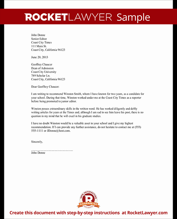 Recommendation Letter for Lawyer Unique Reference Letter Template