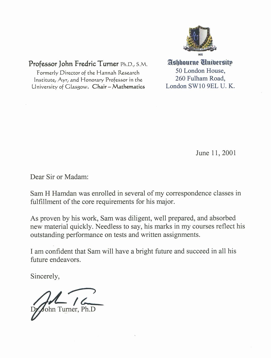 Recommendation Letter for Masters Program Fresh Letter Re Mendation for Masters Program