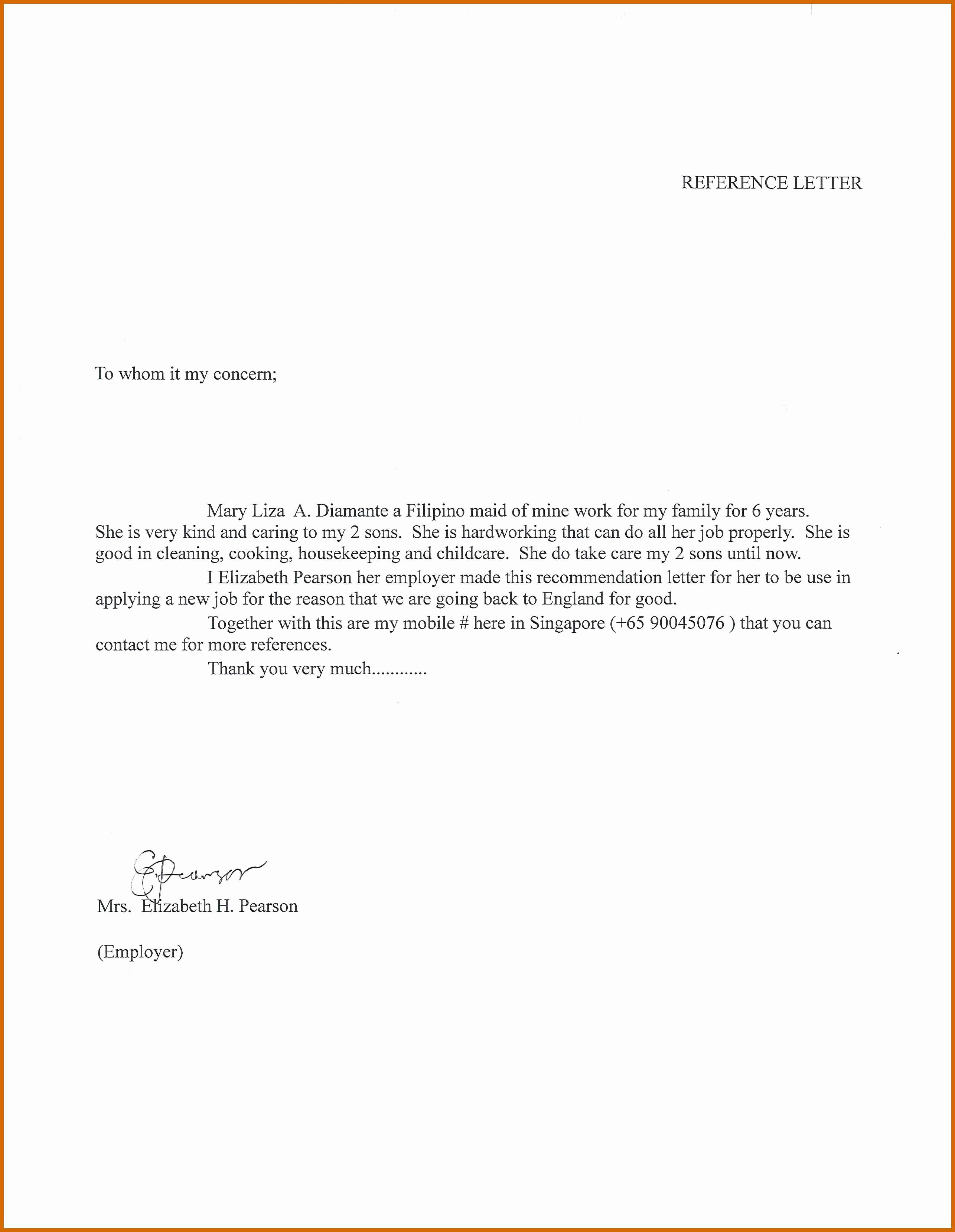 Recommendation Letter for Nanny Luxury 6 7 Nanny Reference Letter