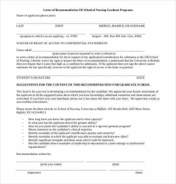 Recommendation Letter for Nurse Fresh 44 Sample Letters Of Re Mendation for Graduate School