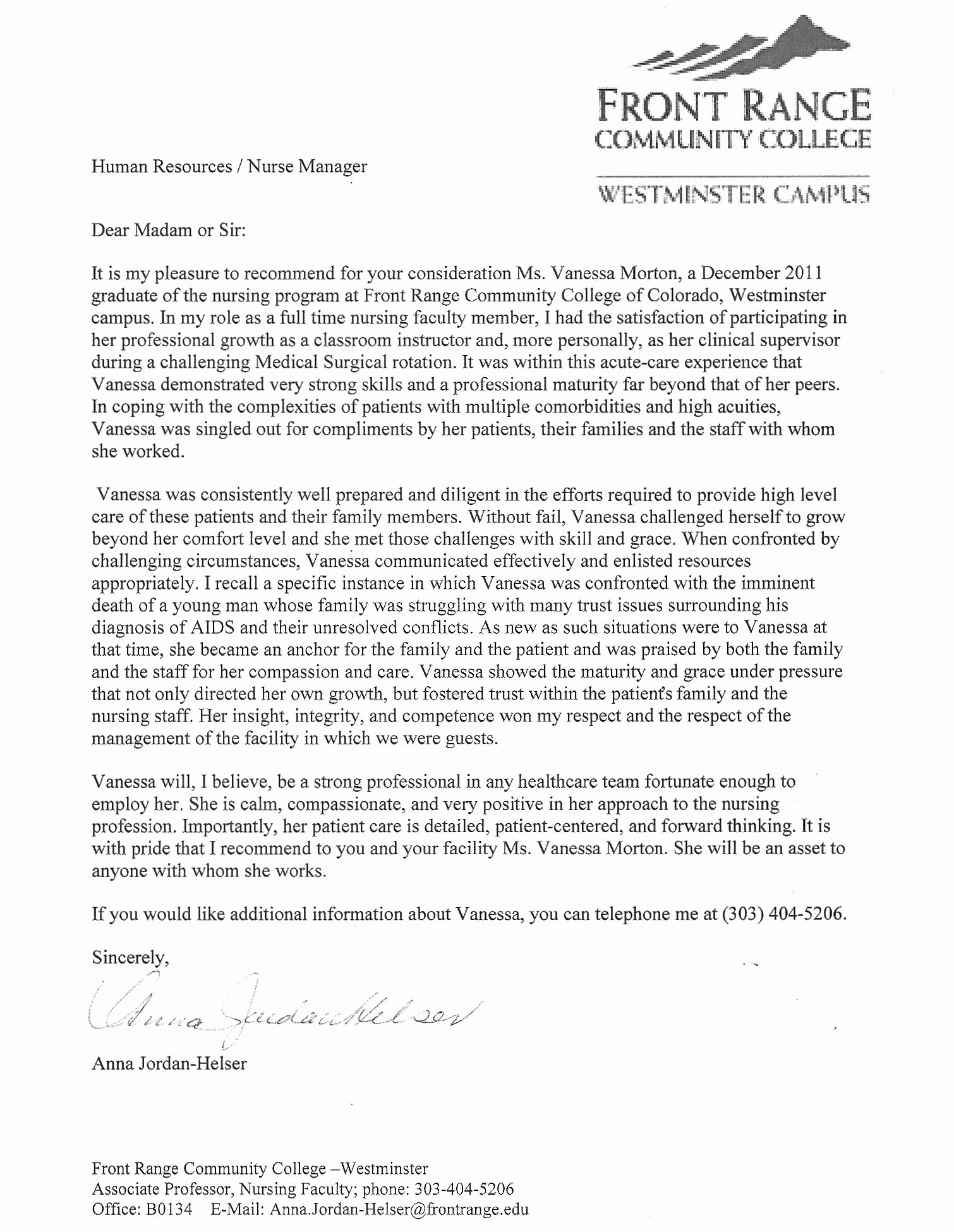 Recommendation Letter for Nursing Student New Letter Of Re Mendation