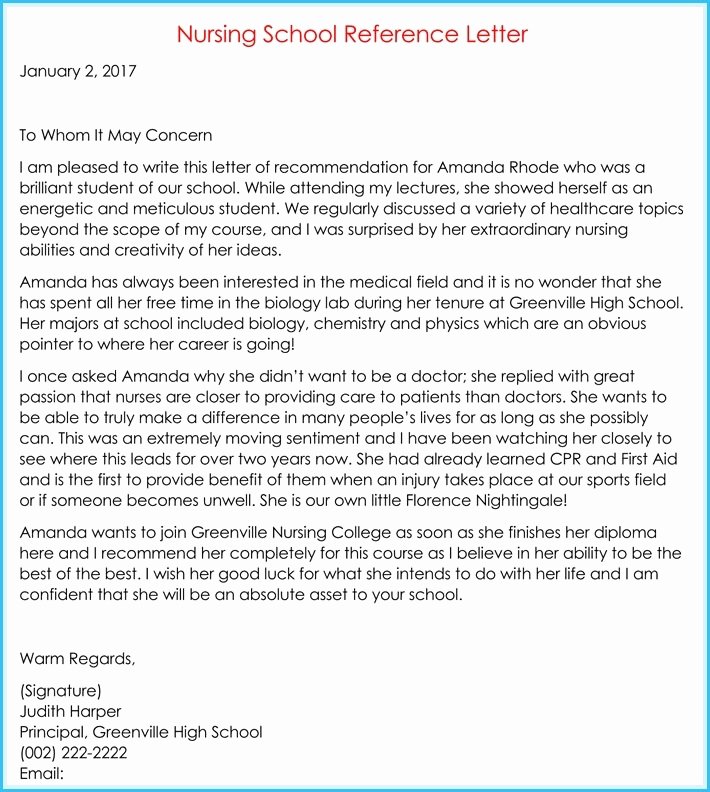 Recommendation Letter for Nursing Student Unique Re Mendation Letter for Nurse Practitioner