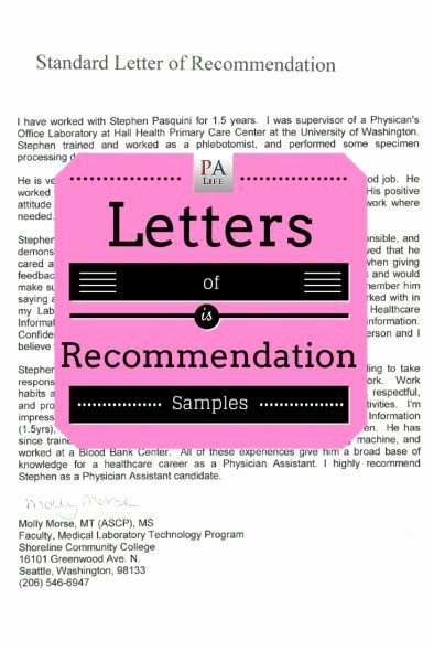 Recommendation Letter for Pa School Unique Physician assistant School Application Re Mendation