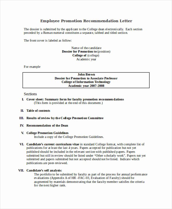 Recommendation Letter for Professor Promotion Lovely 89 Re Mendation Letter Examples &amp; Samples Doc Pdf