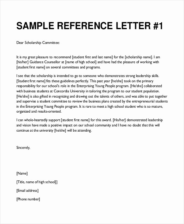 Recommendation Letter for Scholarship Doc Best Of Sample College Re Mendation Letter 8 Free Documents