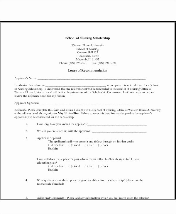 Recommendation Letter for Scholarship Pdf Unique 8 Sample Nursing Re Mendation Letter Free Sample