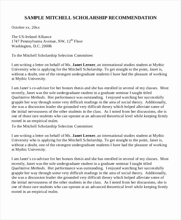 Recommendation Letter for Scholarship Sample Luxury 40 Re Mendation Letter Templates In Pdf