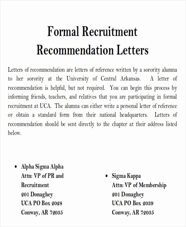 Recommendation Letter for sorority Fresh 6 Sample sorority Re Mendation Letters
