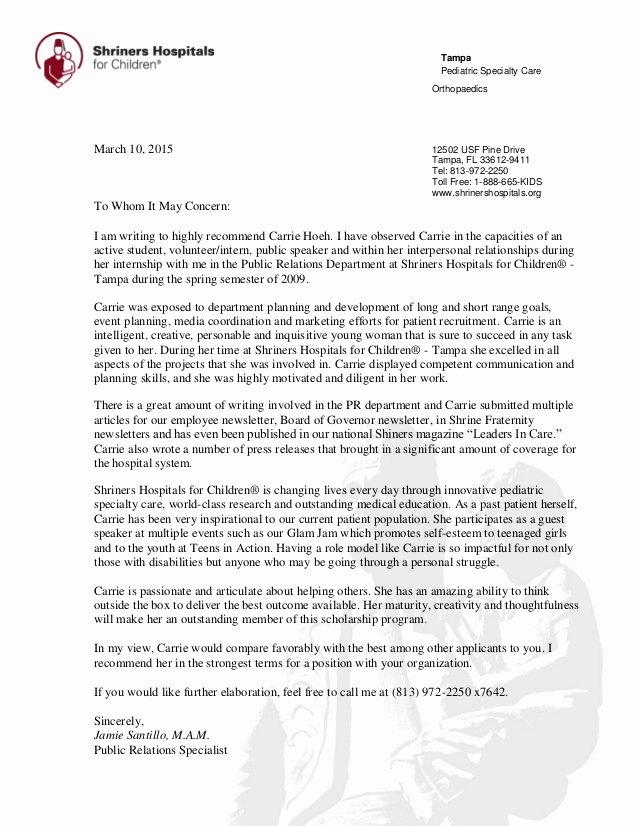 Recommendation Letter for sorority New Shriners Carrie Hoeh Letter Of Re Mendation