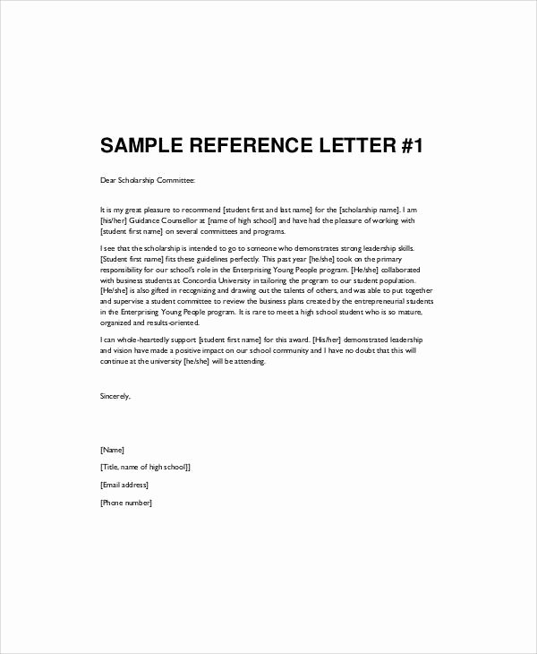 Recommendation Letter for Student Scholarship Beautiful Sample Re Mendation Letter for High School Student 9