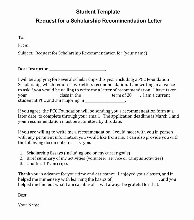 Recommendation Letter for Student Scholarship Lovely Student Re Mendation Letter 15 Sample Letters and
