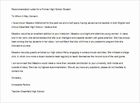Recommendation Letter for Student Teacher Beautiful 10 Letter Of Re Mendation for Student Pdf Doc