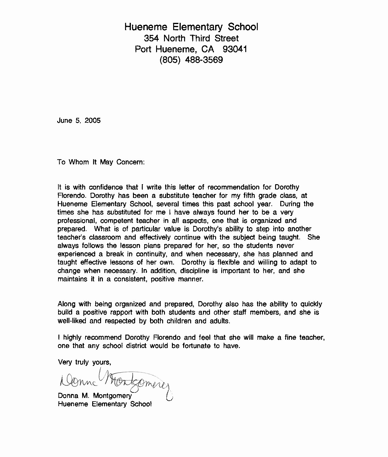 30 Recommendation Letter For Substitute Teacher Hamiltonplastering