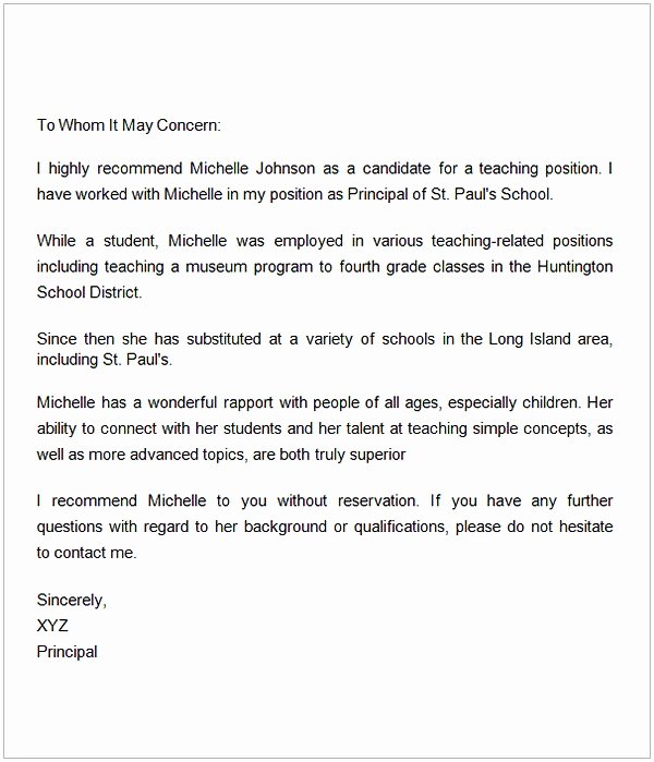 Recommendation Letter for Teacher Colleague New Letter Of Re Mendation for A Teacher Colleague