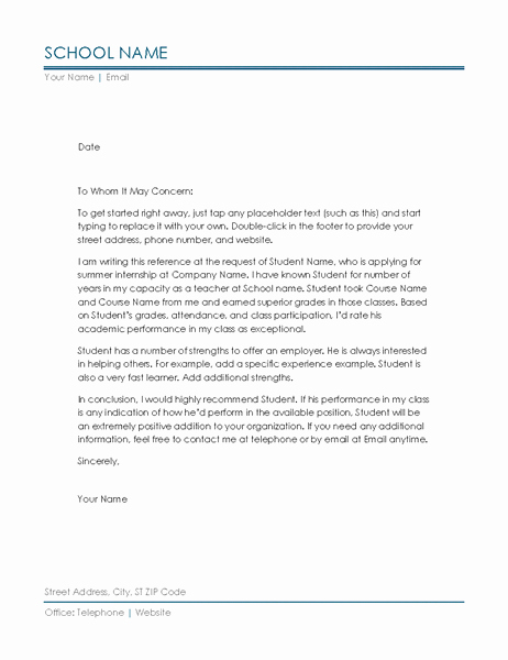 Recommendation Letter for Tutor Beautiful Reference Letter From Teacher