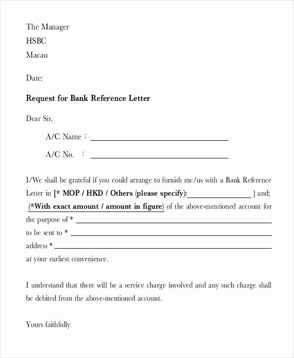 Recommendation Letter Request Sample Inspirational 8 Sample Bank Reference Letter Templates Pdf Doc