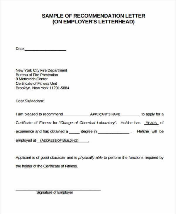 Recommendation Letter Sample Pdf Beautiful Employer Re Mendation Letter Sample 9 Examples In