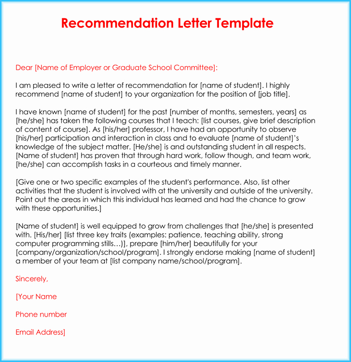 Recommendation Letter Template for Teacher Fresh Teacher Re Mendation Letter 20 Samples Fromats