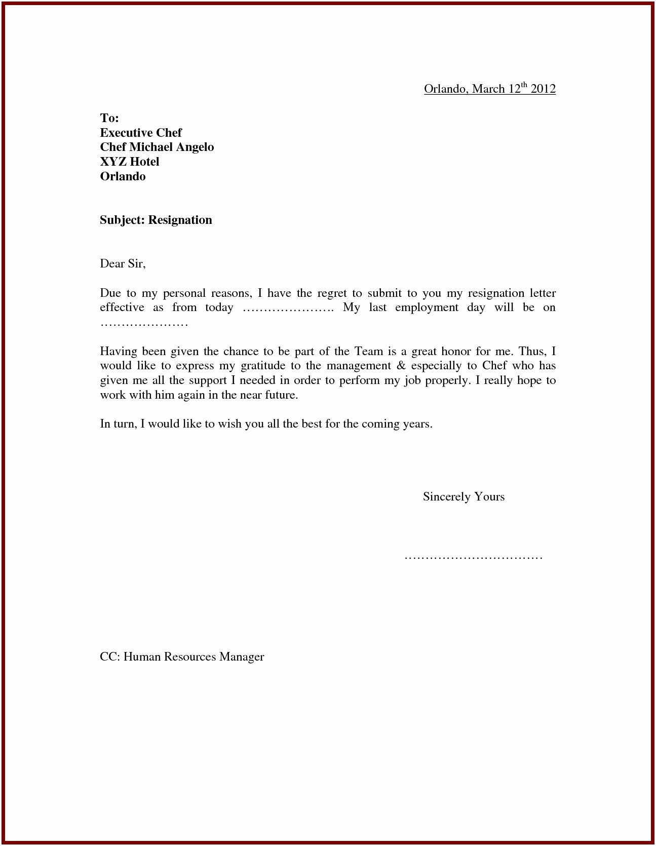 Relocation Agreement Letter Lovely 26 Resignation Letters Simple Relocation Repayment