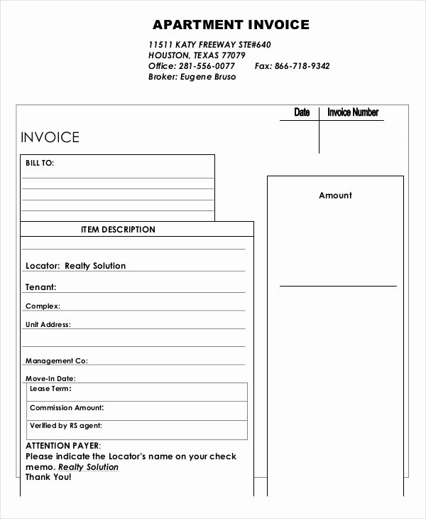 Rent Invoice Template Pdf Inspirational Rent Invoice Template 8 Free Word Pdf format Download