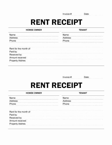 Rent Invoice Template Word Best Of Easy to Print Rent Receipt Templats