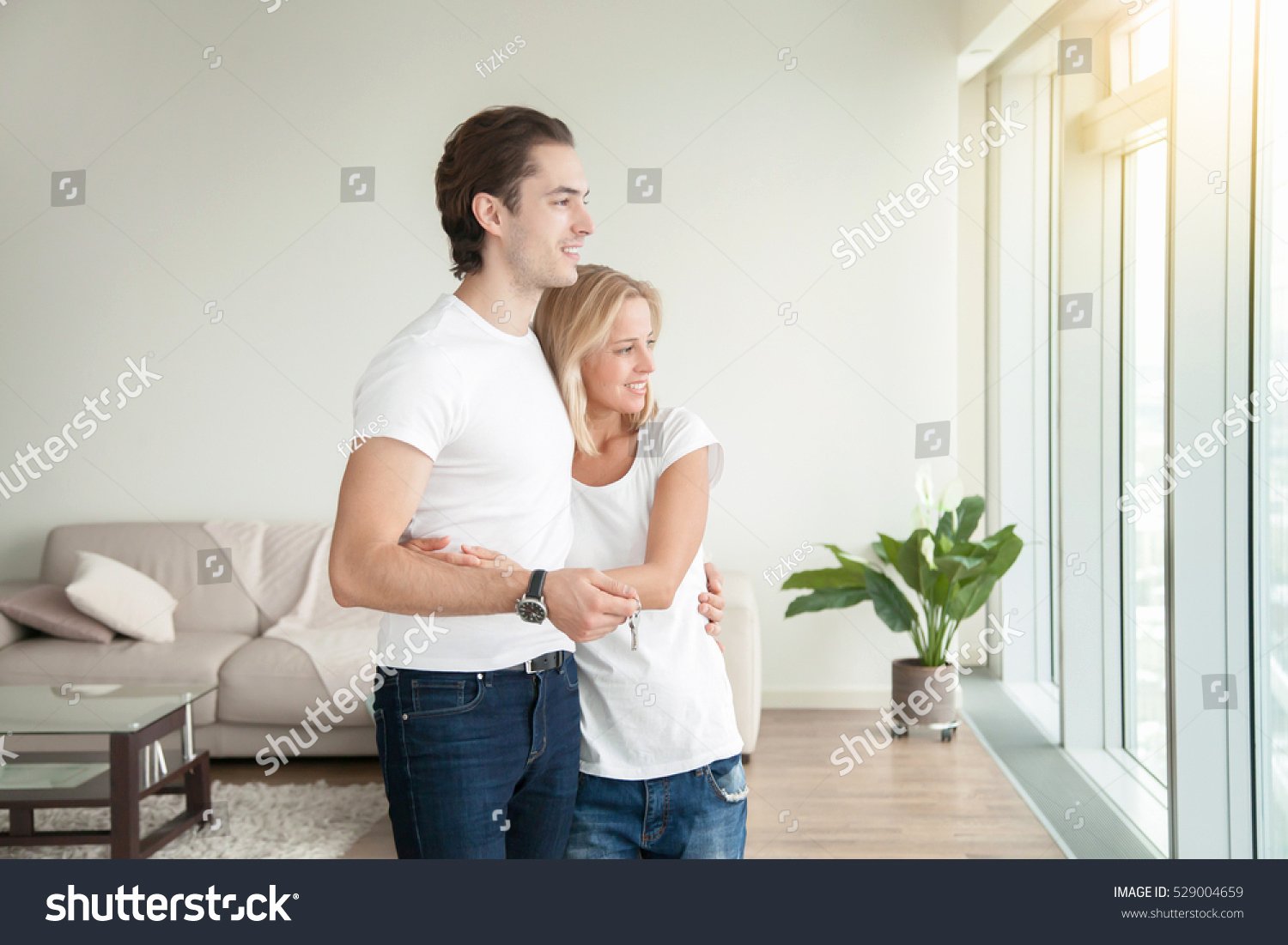Rent Money Future Download Inspirational Young Happy Couple Holding Key Purchased Stock