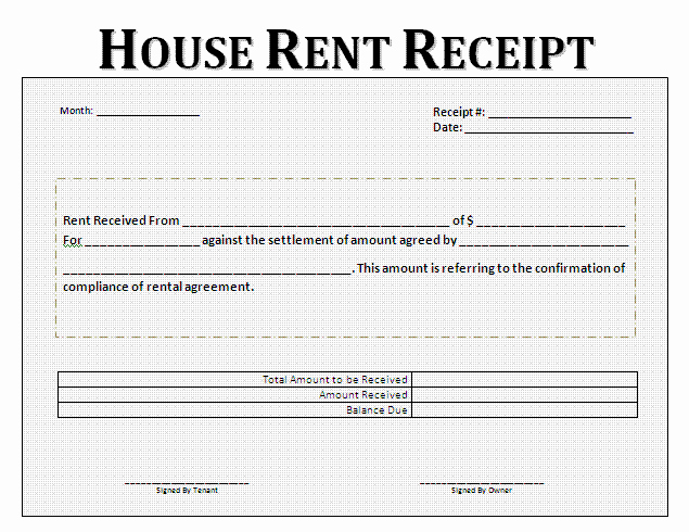 Rent Payment Receipt Template Lovely Rent Receipt format for House and Property