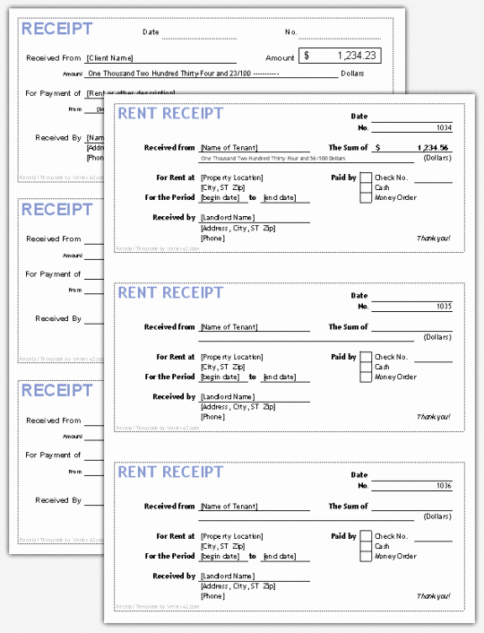 Rent Receipt Filled Out Lovely Receipt Templates for Excel Free and software