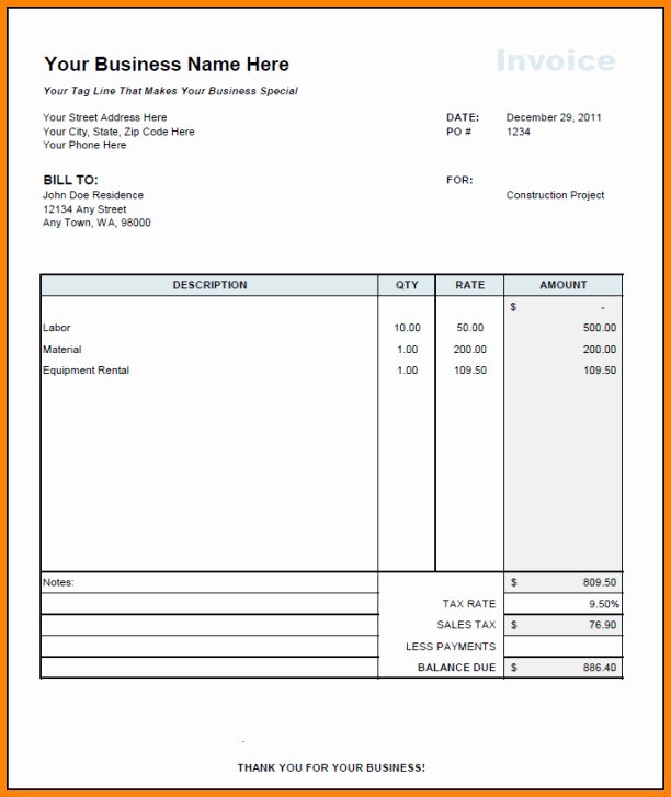 Rent Receipt Template Excel Elegant Rent Invoice format In Excel