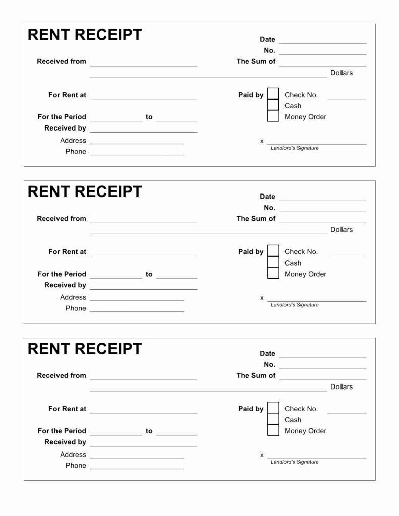 Rent Receipt Templates Free Luxury Landlord Rent Receipt Template