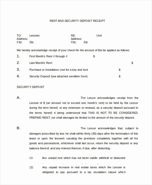 Rental Deposit Receipt Template Awesome Rent Receipt 26 Free Word Pdf Documents Download