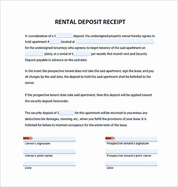 Rental Deposit Receipt Template Lovely Rent Invoice Template