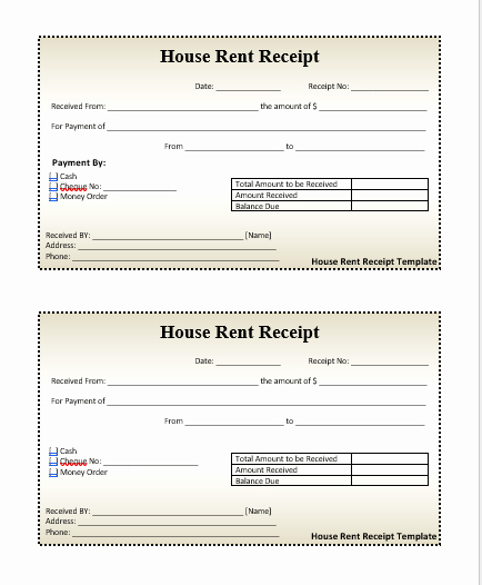 Rental Receipts Template Word Awesome House Rent Receipt format