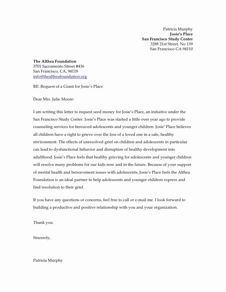 Request for Funds Letter Elegant Letter Of Support for Grant Proposal Sample Google